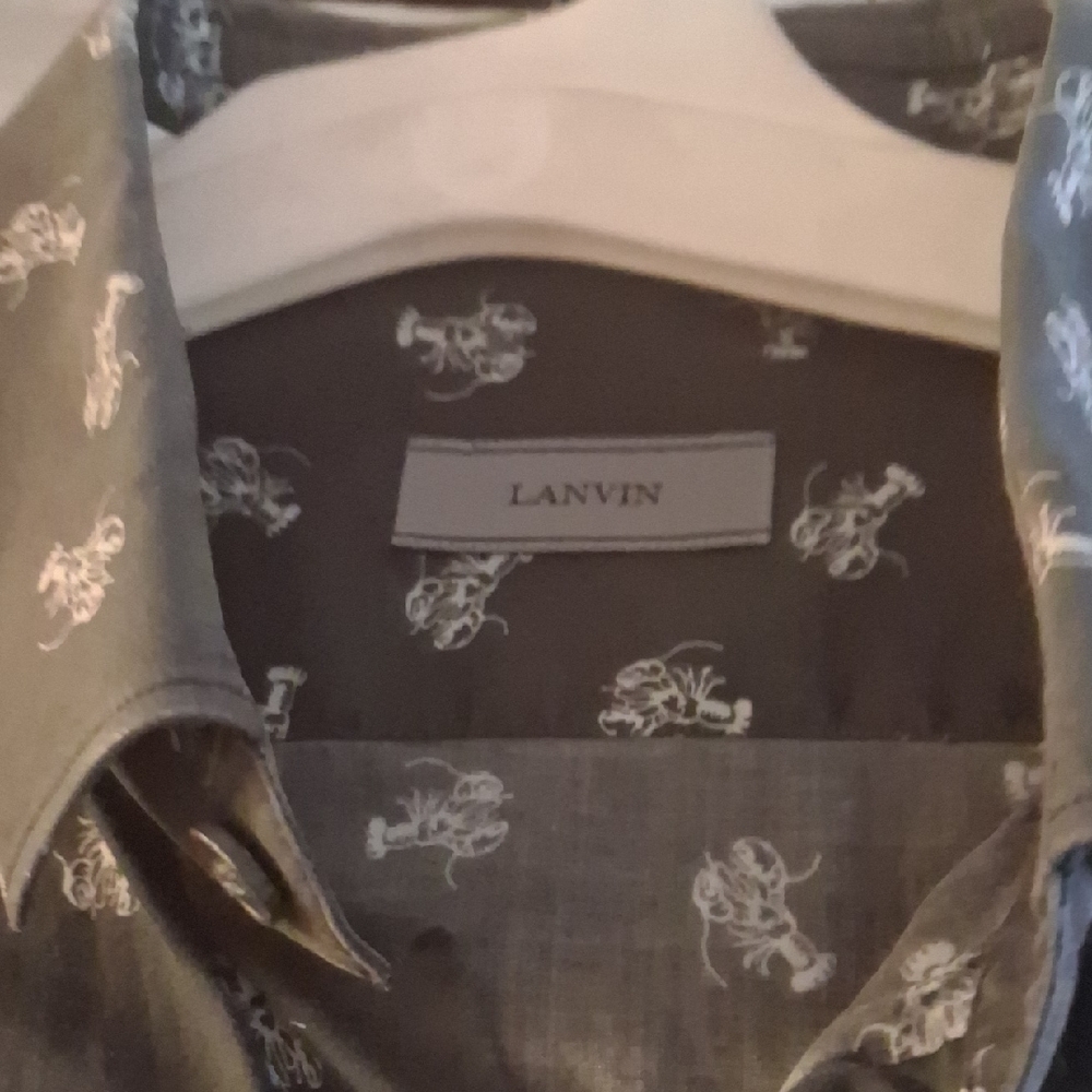 Lanvin Dark Gray Patterned Button Down Shirt - image 2